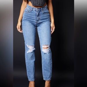 Distressed Light Blue Mom Jeans